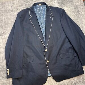 Oak Hill Blazer Mens 3XLT 54/56 Navy Blue White Trim Jacket Nautical Ivy Preppy